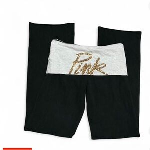 PINK Victoria’s Secret black and grey foldovers flare sz medium